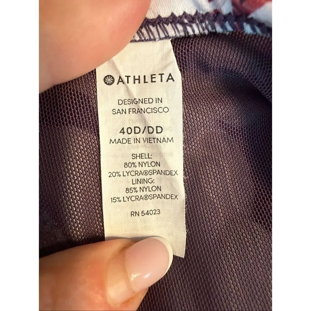 Athleta Women's Floral Underwire Swim Bikini Top Purple Combo Size 40D